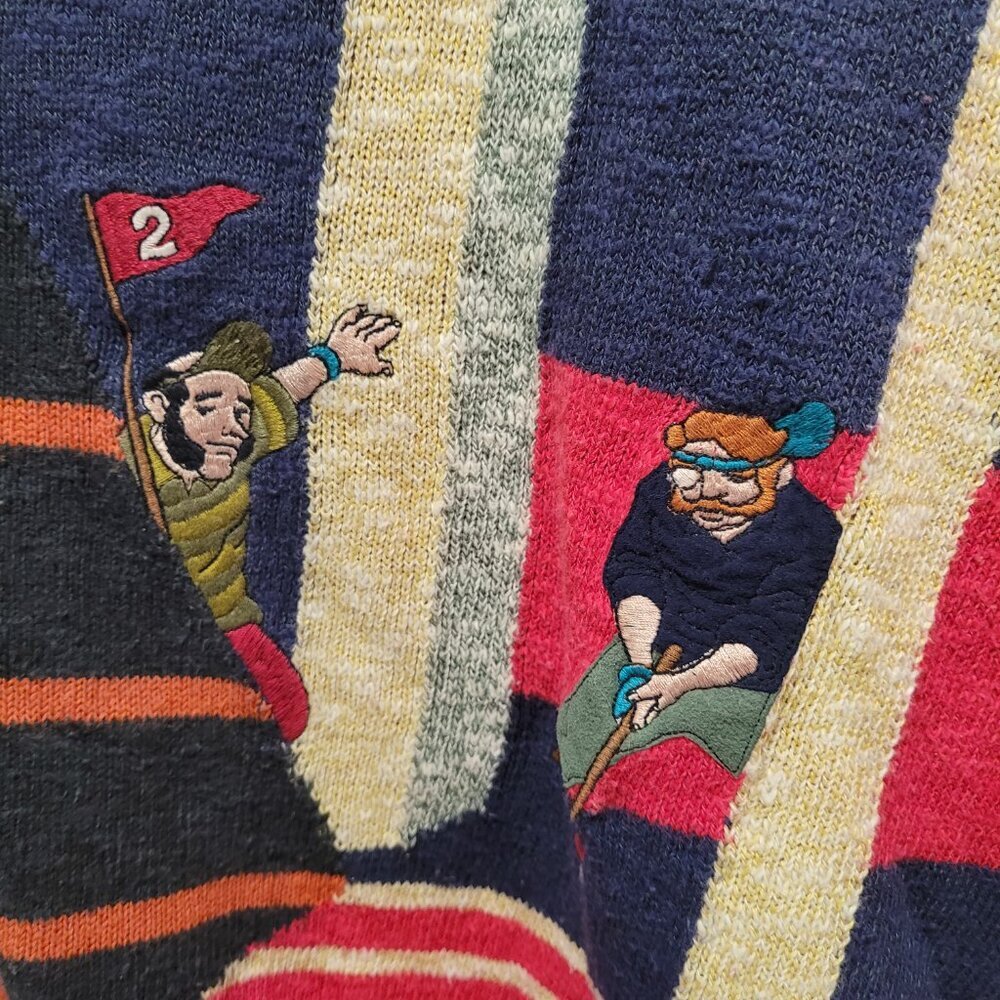 Vintage Mimi Spirit Sport Golf Abstract Cotton Linen Sweater XL - Picture 5 of 7